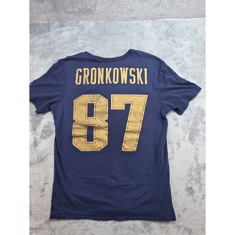Nike New England Patriots Rob Gronkowski 87 T-Shirt Mens Large Navy Gold Tee